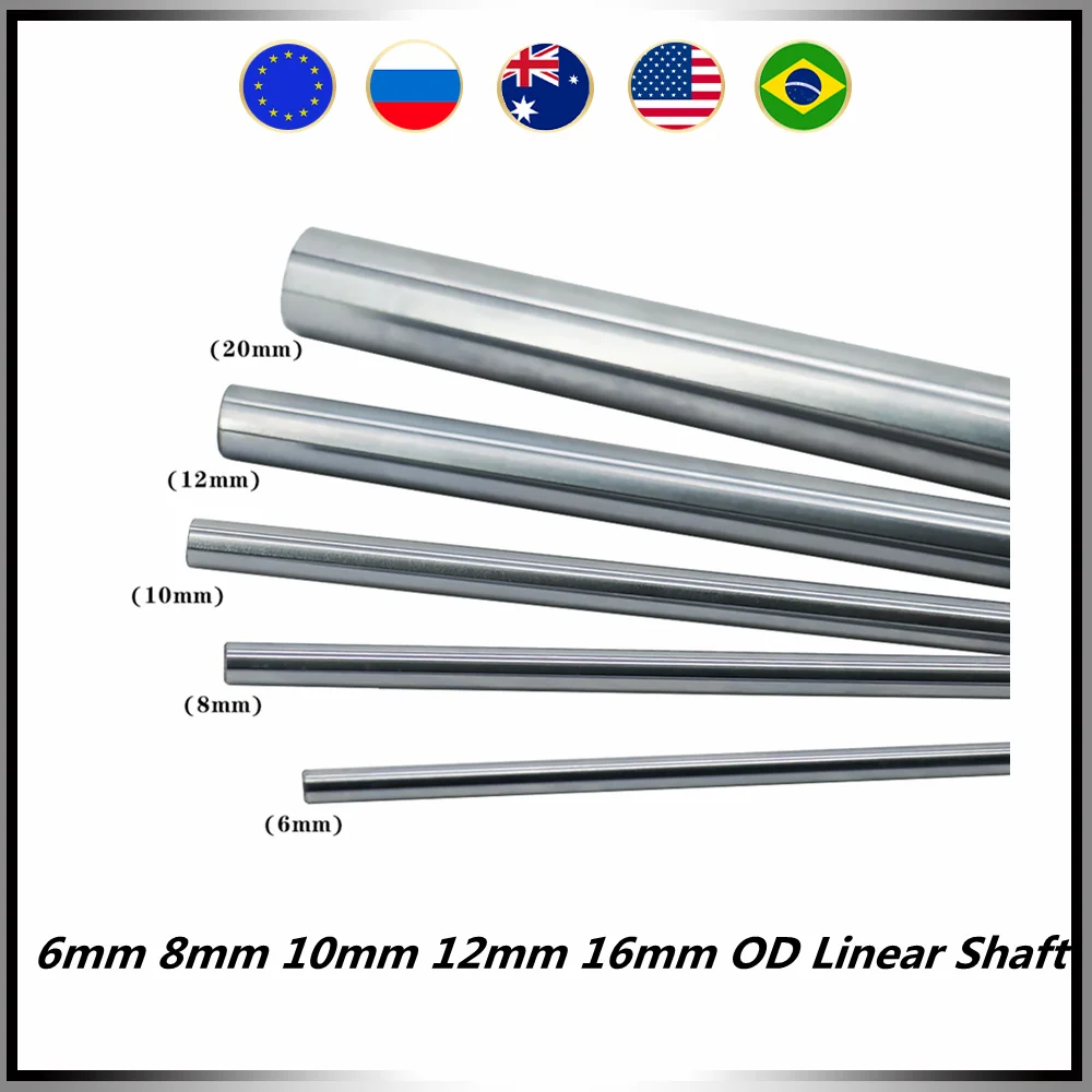 1PC 6mm 8mm 10mm 12mm 16mm OD Linear Shaft Length 100-550mm Cylinder Liner Rail for 3D Printer Axis CNC Parts