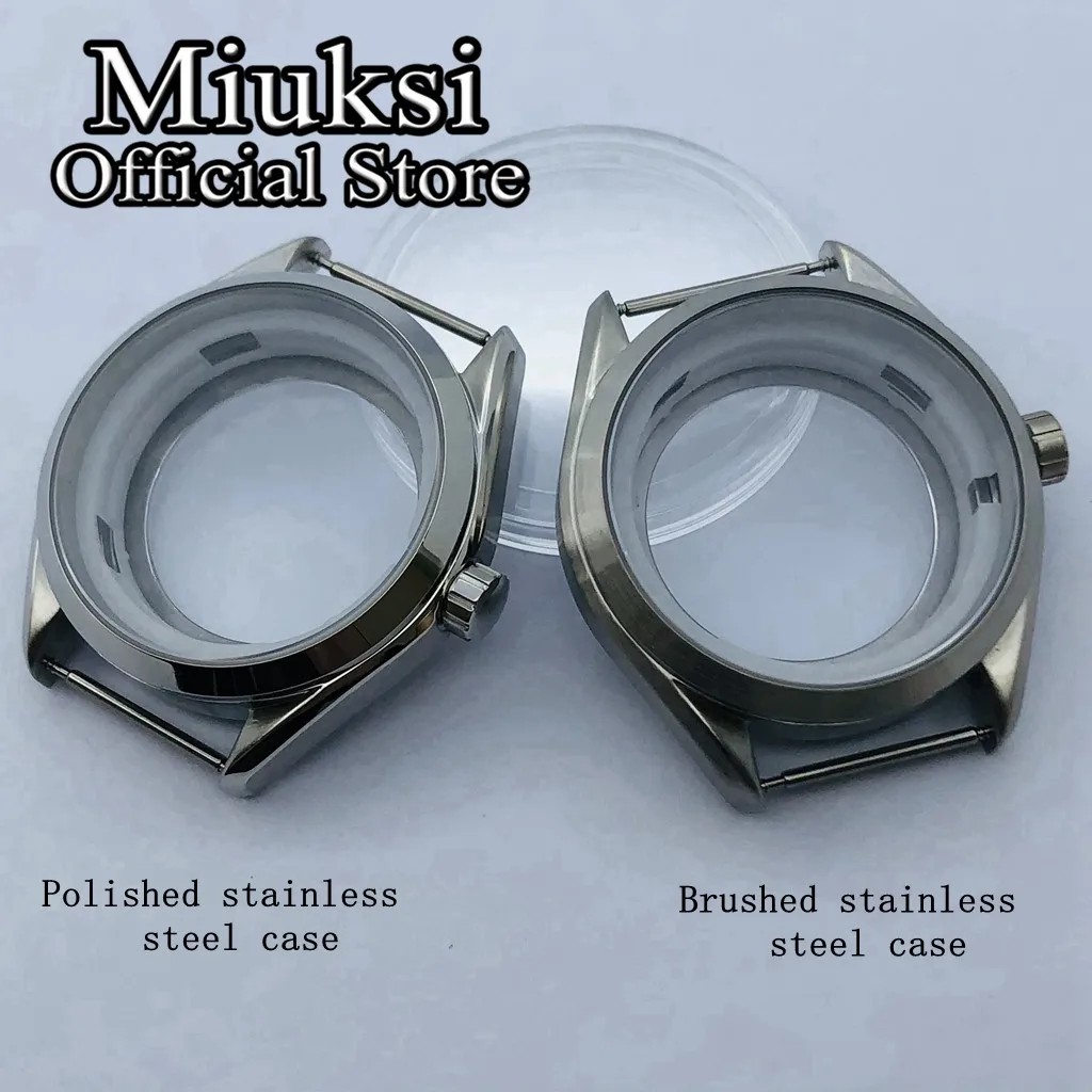 Miuksi 41mm silver case sapphire glass watch case fit NH35 NH36 ETA 2836 Miyota 8205 8215 821A Mingzhu DG2813 3804 movement