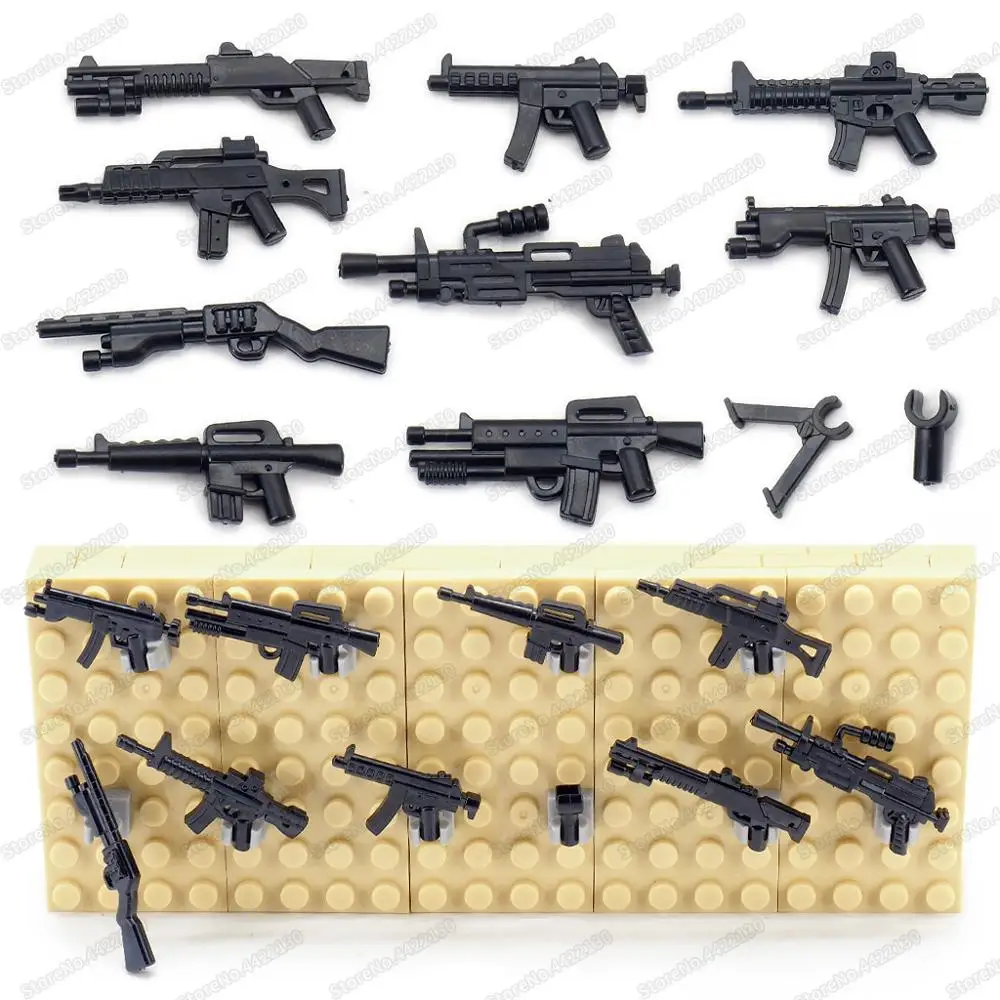 Military Figures Mini Weapons Building Block Assemble Army Heavy Machine Guns Set World War 2 Equipment Child Christmas Gift Toy