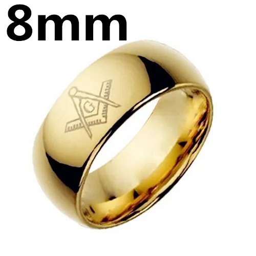 6-8mm Freemasons Masonic Pattern Ring For Men Women Stainless Steel Charms Jewelry