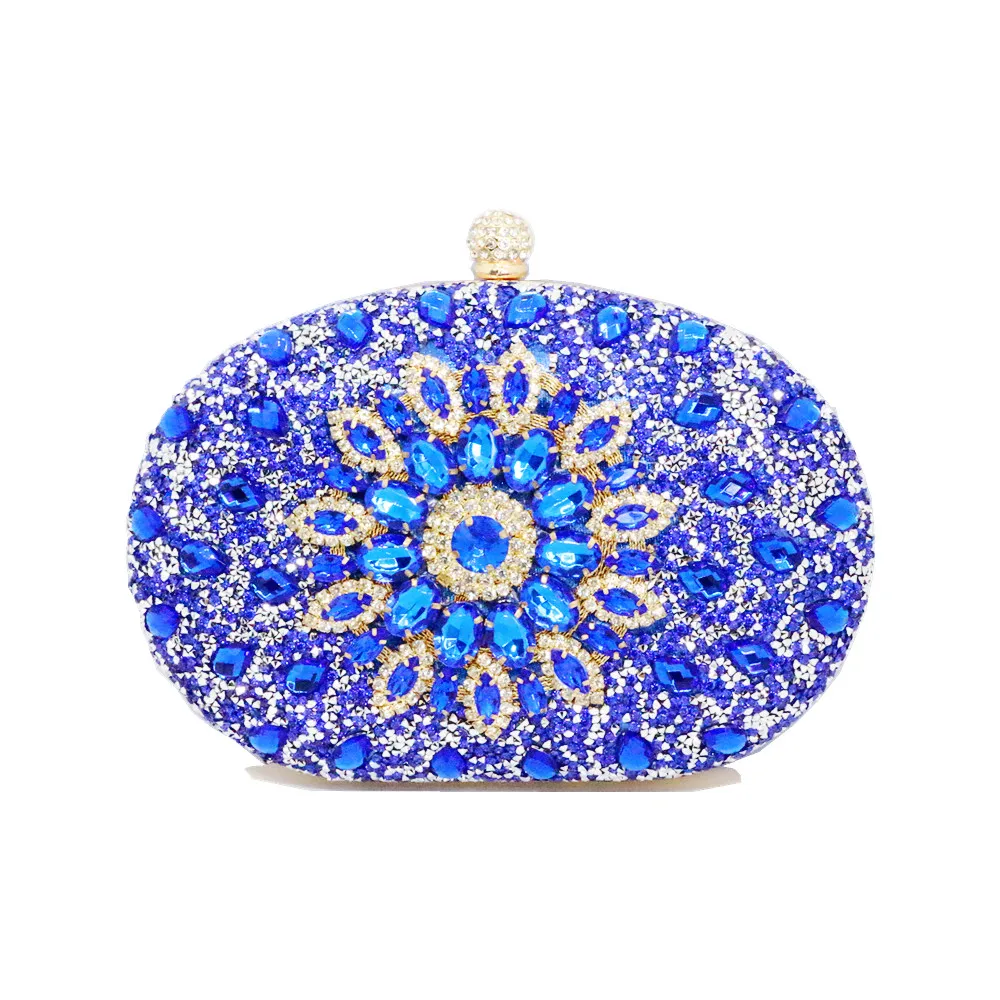 New Desingner Multicolor Bags Royal Fashion Handbags Women Evening Wedding Party Purse Red Crystal Diamond Flower Wallet