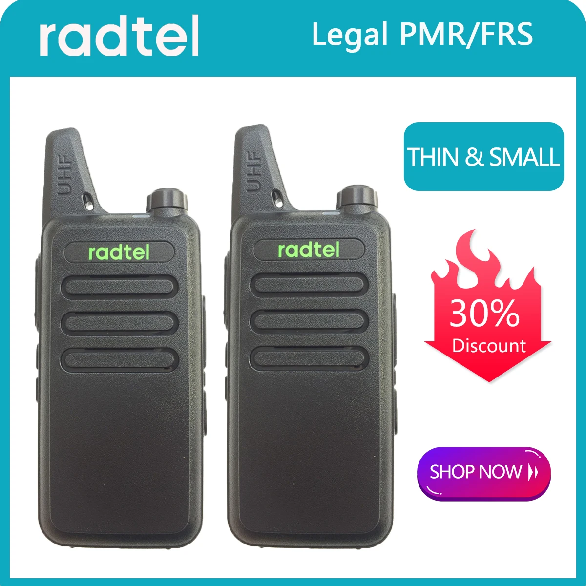 

Radtel RT-10 Mini Walkie Talkie Rechargeable License Free FRS Two Way Radio Handy Talky for Cycling Camping Hiking Kids