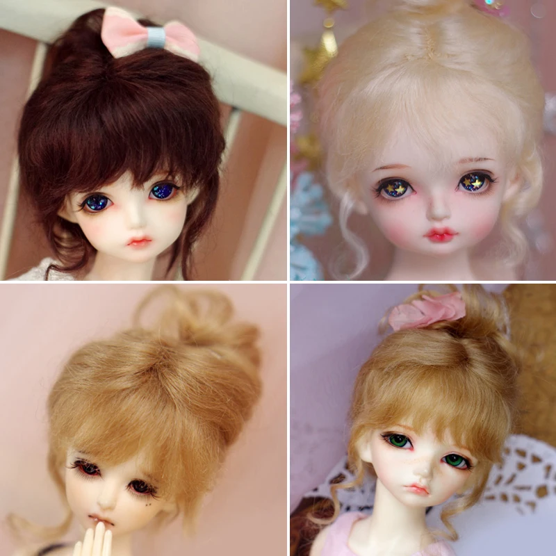 

D03-P603 children toy BJD DD SD MSD 1/6 1/4 1/3 doll's Photo props Accessoriess gold Mohair wig with curls 1pcs