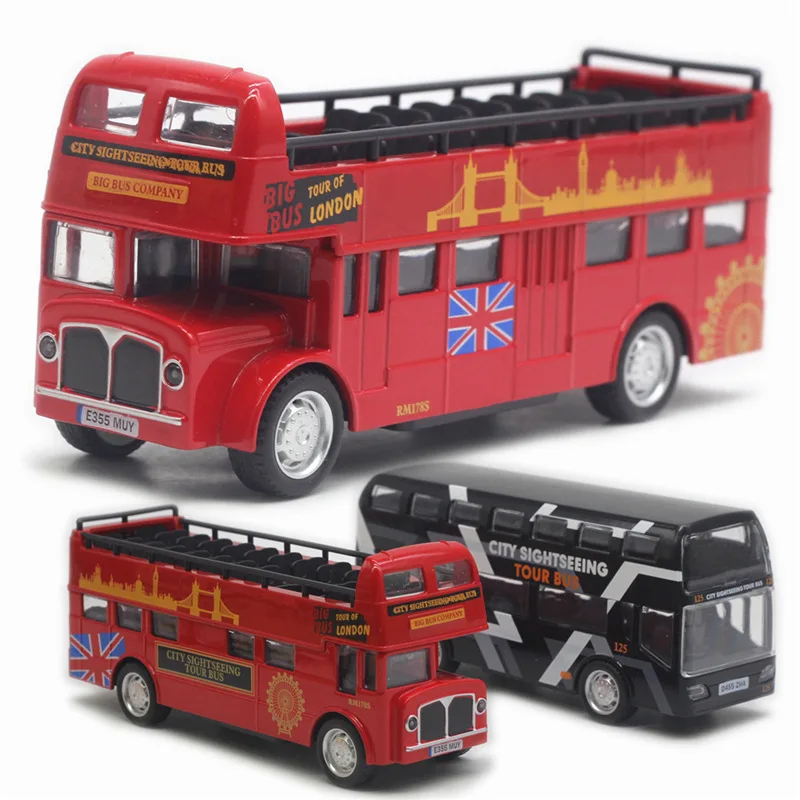 High simulation 1:50 alloy pull back open top sightseeing bus,double deck music bus toy, city bus,free shipping