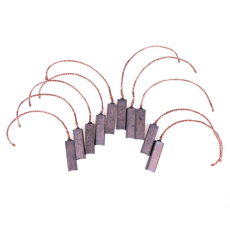 10Pcs Carbon Brushes Wire Leads Generator Generic Electric Motor Brush Replacement 4.5 X 6.5 X 20mm