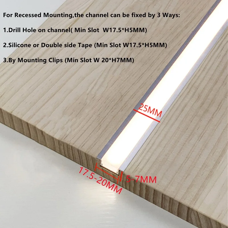 5/10-Pack 1 Meter 40Inch Recessed LED Aluminium Profile With Milky Diffuser,12V/24V Strip Embedded Mounting Channel Track System