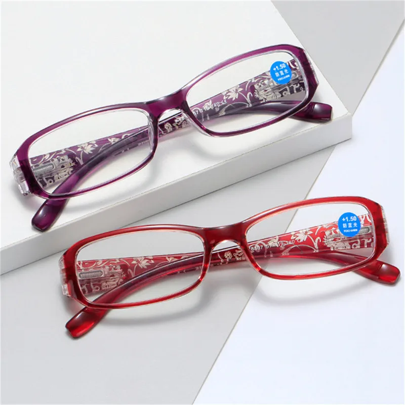 

Seemfly Retro Women Printing Anti Blue Light Reading Glasses Fashion Elegant Presbyopic Eyeglasses Goggle Diopter +1.0 To +4.0