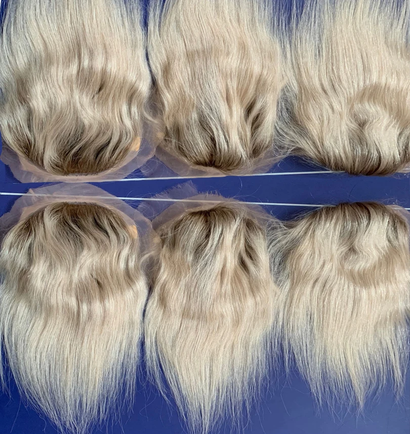 6-20inch Ombre Color Human Hair Topper Blond PU mono Base 100% Remy Hair Hair Piece Skin Clip in 4/613 Toupee Hair For Women