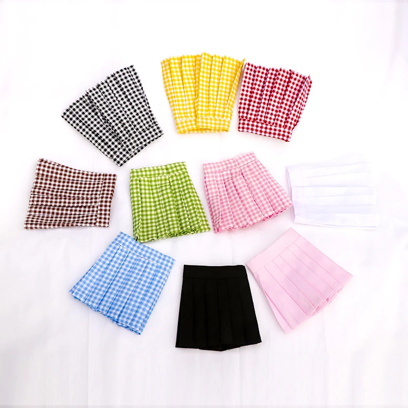 BJD Doll clothes suitable for 1/3 1/4 16 Size fashion checked uniform Pleated Skirt Color Skirt Doll Accessories