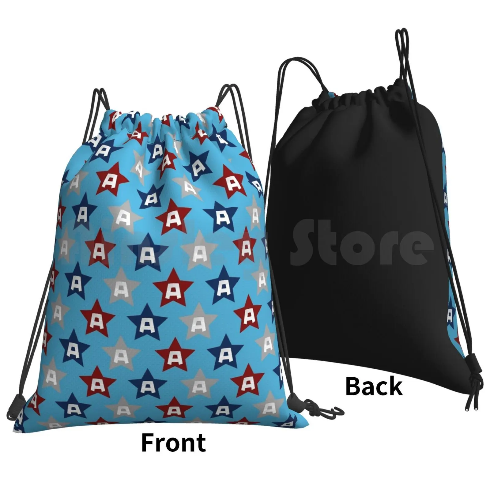 American Stars Backpack Drawstring Bag Riding Climbing Gym Bag Usa America Stars Superhero Captain Red Blue