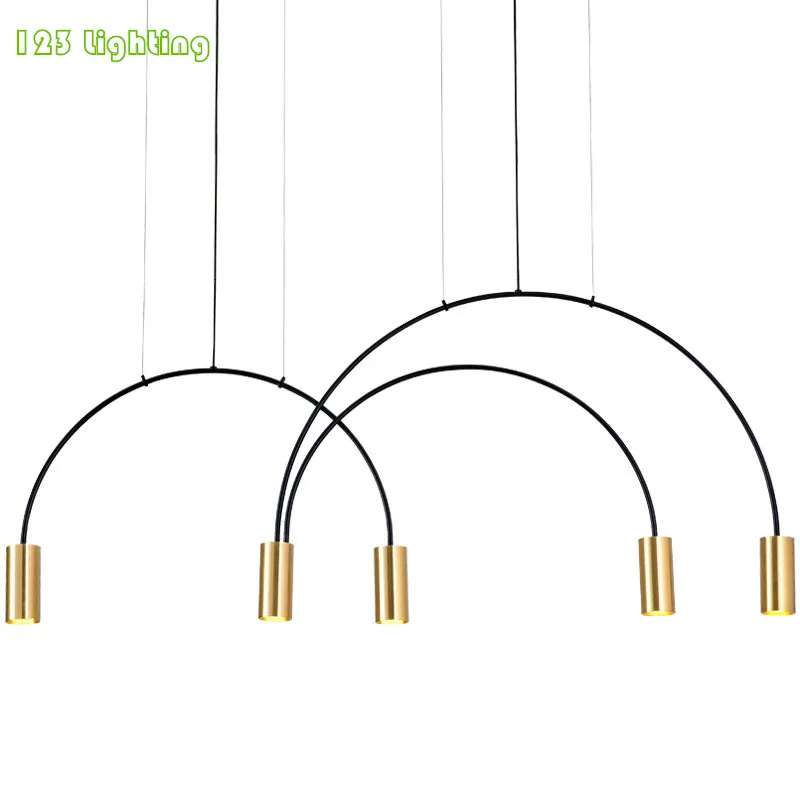 Nordic Brief Dinning Room Chandelier LED Gold/Black Metal Home Bar Restaurant Hanging Light Fixtures Minimalist 110-240V