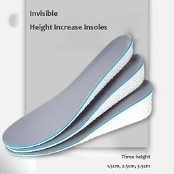 Invisible height Increase Insoles High Elasticity Soft Breathable Sport Sole Pad for Unisex Shock Absorption Cushion