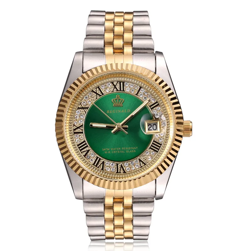 REGINALD Watch Men Diamond Watches Stainless Steel Quartz Wristwatches Luxury Business Watches reloje hombre 2020 heren horloge image 4