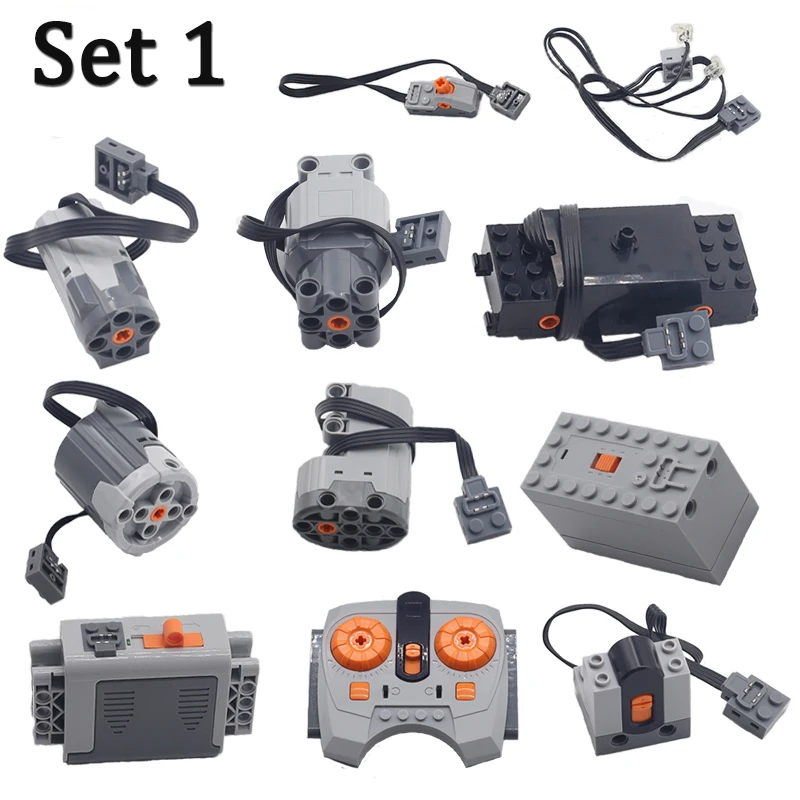 Technical Motor Kit  Power Function High-tech Parts PF DIY Switch IR Remote Control Receiver Battery Box Train Motor