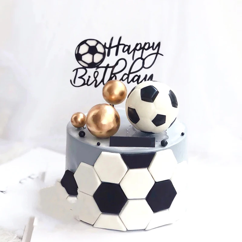 ins Football Happy Birthday Cake Topper Theme basketball Acrylic Cake Topper For Kids Birthday Party Cake Decoration Baby shower