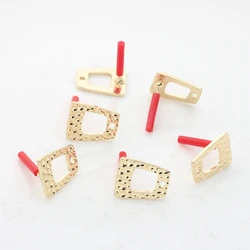 12*16mm 6pcs/lot Zinc Alloy Stud Earrings  Hollow Trapezoidal Base Earrings Connectors For DIY Jewelry Making Accessories