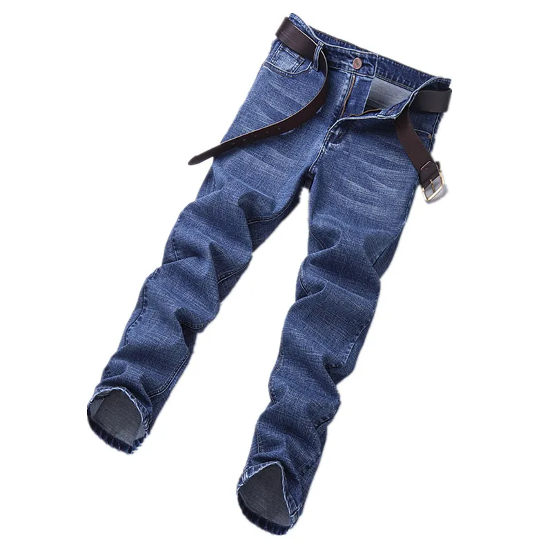 Fashion European American Style Stretch Men Jeans Luxury Men\'s Denim Trousers Slim Straight Deep Blue Gentleman Mens Size 28-38