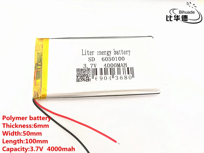 Liter energy battery 1pcs/lot 6050100 3.7V 4000mAh 6052103 6050105 Polymer Lithium LiPo Rechargeable Battery For GPS PSP