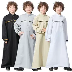 이슬람 가운 소년 Jubba Thobe Thawb 이슬람 의류 Kaftan abaya기도 라마단 어린이 가운 키즈 소년 아랍 파티 Kaftan 드레스