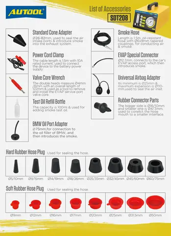 AUTOOL SDT208 Car Smoke Leak Detector EVAP Smoke Generator Tester Automotive Smoke Machine Leak Detector Pipeline Leakage Tester 6 best sales sdt208 - №2