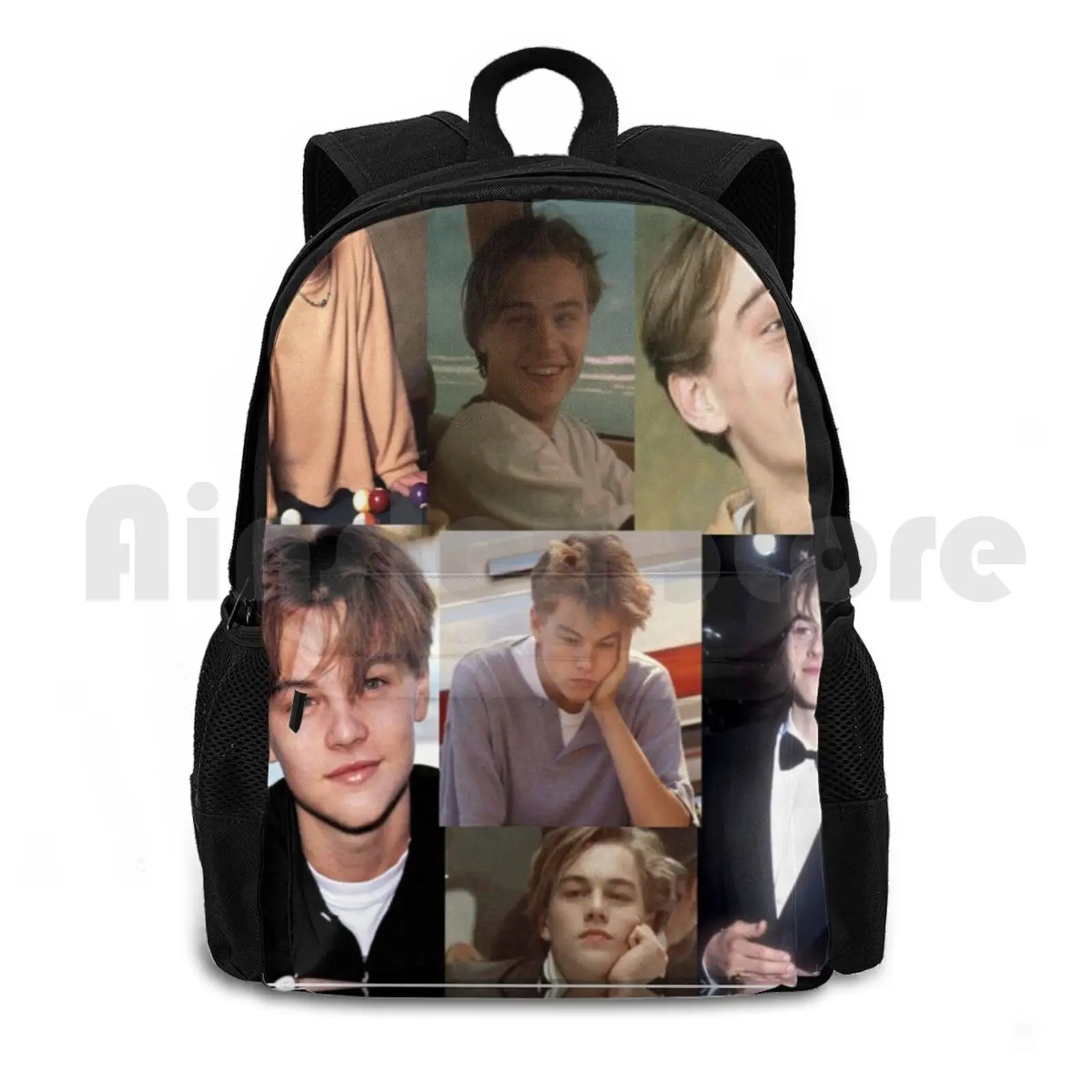 Leonardo Dicaprio Collage Outdoor Hiking Backpack Waterproof Camping Travel Fun Funny Cute Aesthetic Trendy Teen Teenvibes