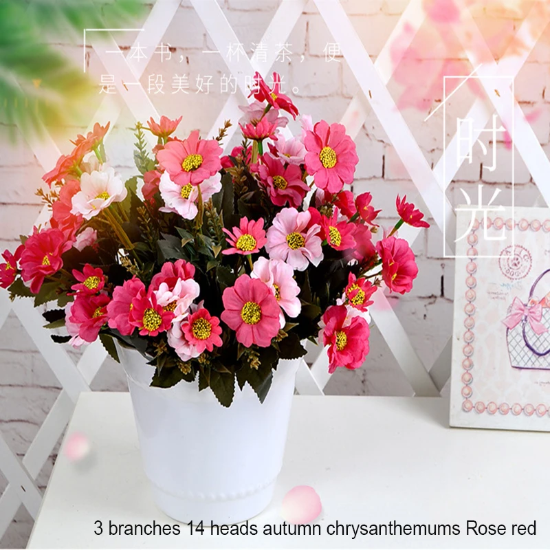 Silk flowers simulation of chrysanthemum, small cherry blossom, decoration for home and garden, 5 pcs/lot