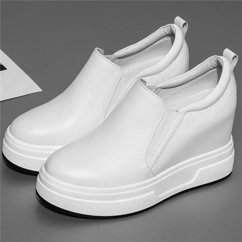 

Chunky Platform Pumps Shoes Women Genuine Leather Wedges High Heel Ankle Boots Female Round Toe Fashion Sneakers Casual Shoes