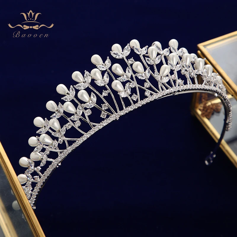Top quality Leaves Zircon Brides Tiaras Headpieces Stunning Crystal Crowns Headbands Wedding Hair Accessories Gifts for Bridal