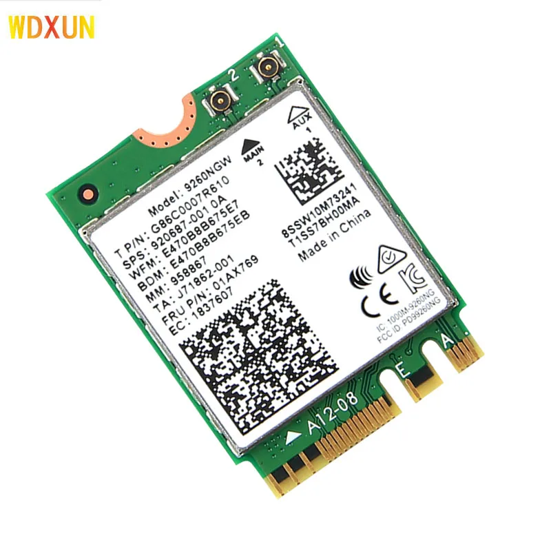 Intel 9260 karta wifi 9260ngw 9260ac ngff m.2 1.73 gb/s 802.11ac bluetooth 5.0 bezprzewodowa sieć lan adapter sieci podwójna częstotliwość 2.4GHz 5GHz