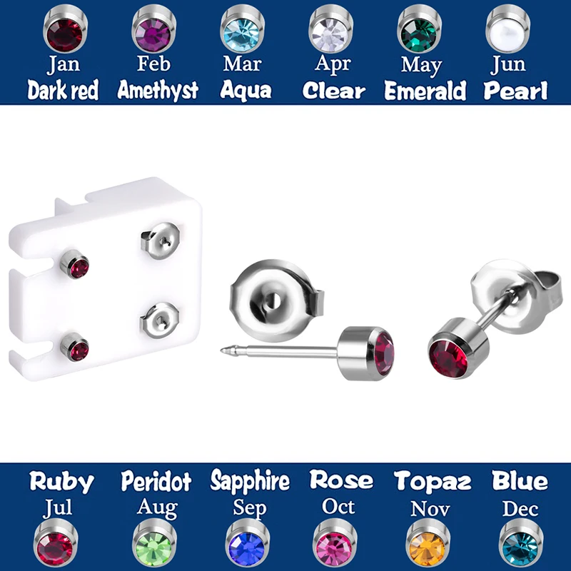 2 Stück CZ Zirkon Medizinische Stahl Ohrstecker Knorpel Tragus Piercings Sterile Geburtsstein Ohr Piercing Ohrstecker für Piercing Gun 20G – Detail 6