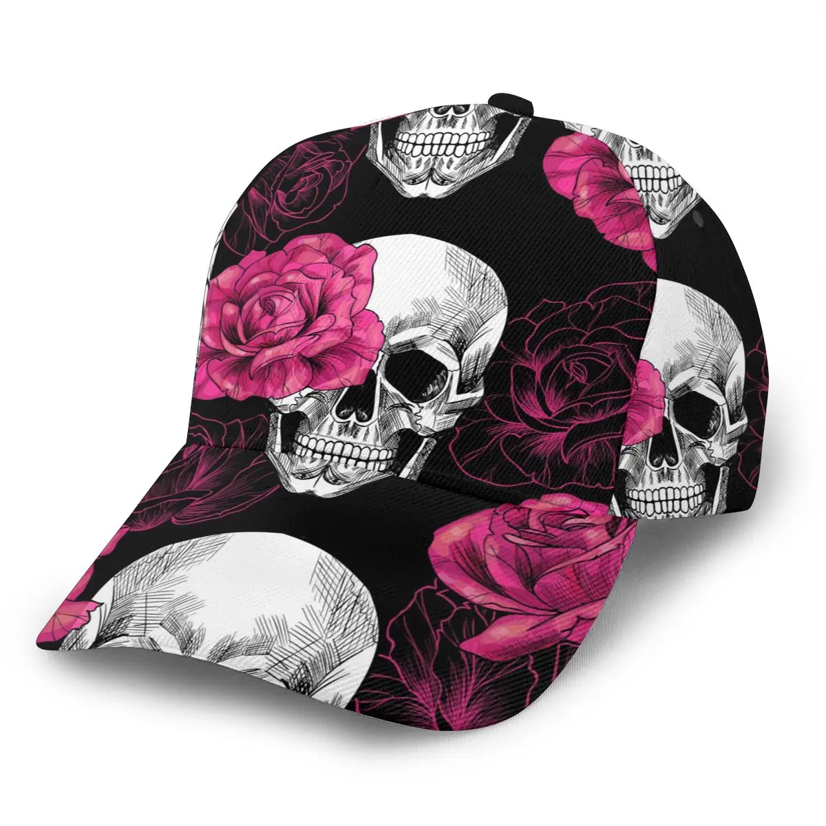 

Skulls And Pink Roses Baseball Cap Fashion Men Hat Cap Summer Dad Hat Male Sports Hat