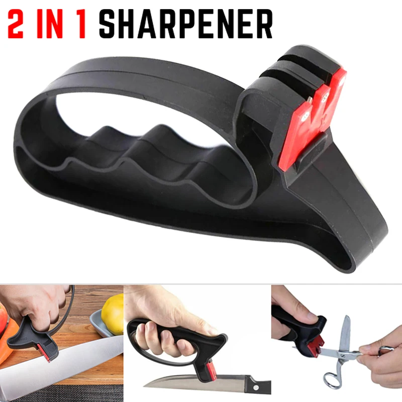 2 In 1 Professional Handheld Sharpener Scissors Blades Sharpening Tool Sharpeners Kitchen Knives  Accessories