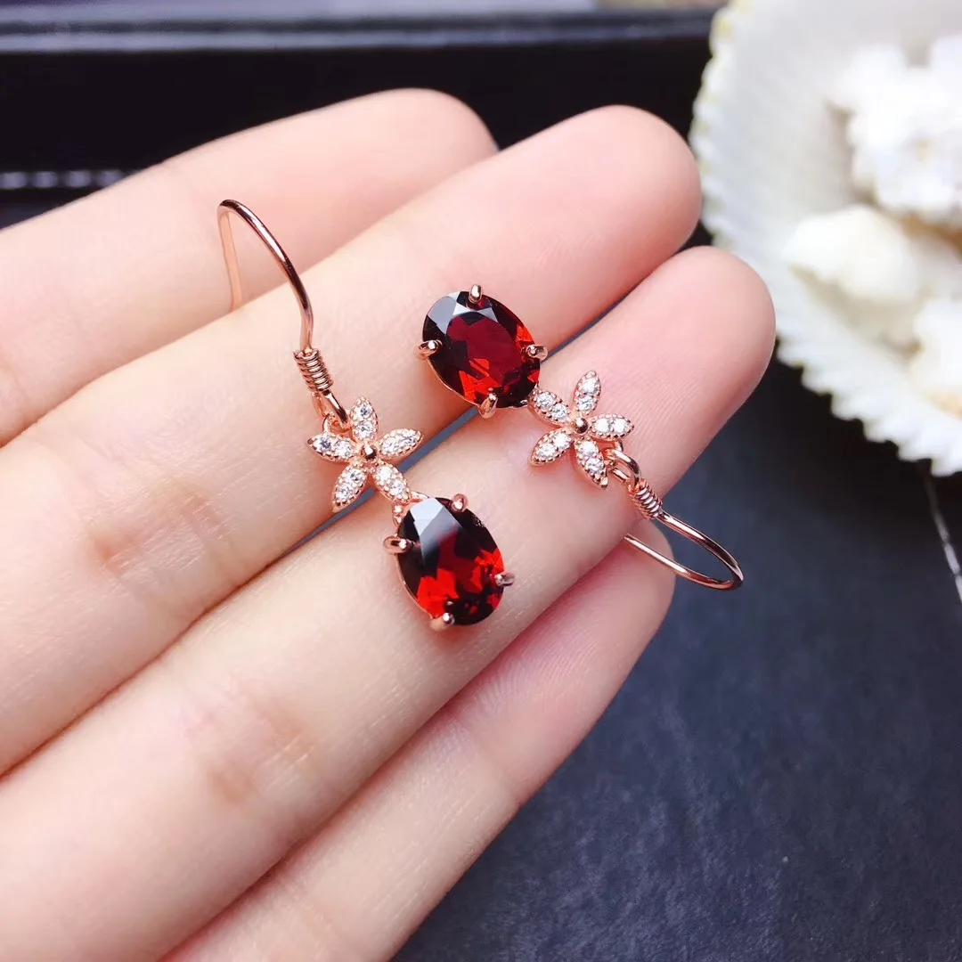 925 Sterling Silver Vintage Ruby Diamond Earrings for Women Genuine Jewelry Wedding Anniversary Earrings Gift Anillos Mujer