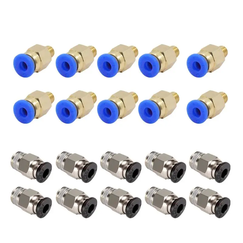 

10Pcs PC4-M6/M10 Male Thread Straight Pneumatic Fitting Quick Push Connect Fitting for 3D Printer Bowden Extruder Supplies Parts