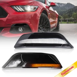 2X Led Amber+White Dynamic DRL Daytime Running Front Turn Signal Light For Ford Mustang 2015 2016 2017 Shelby OBC error free