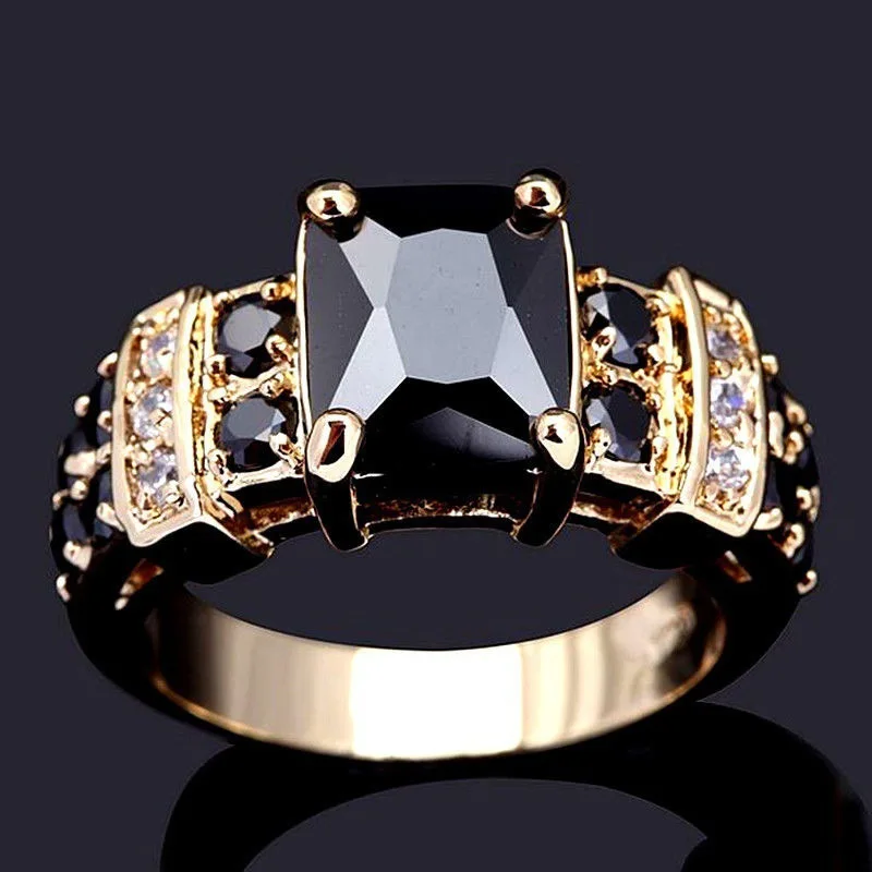 Fashion 4 Colors Trendy Square Zircon Crystal Rings for Women Engagement Party Finger Ring Jewelry Whole Sale