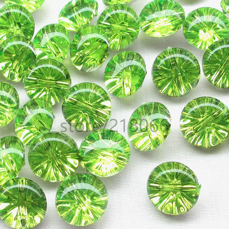 New 100PCS Green  color Clear Plastic Buttons Half Ball 13mm Sewing Craft