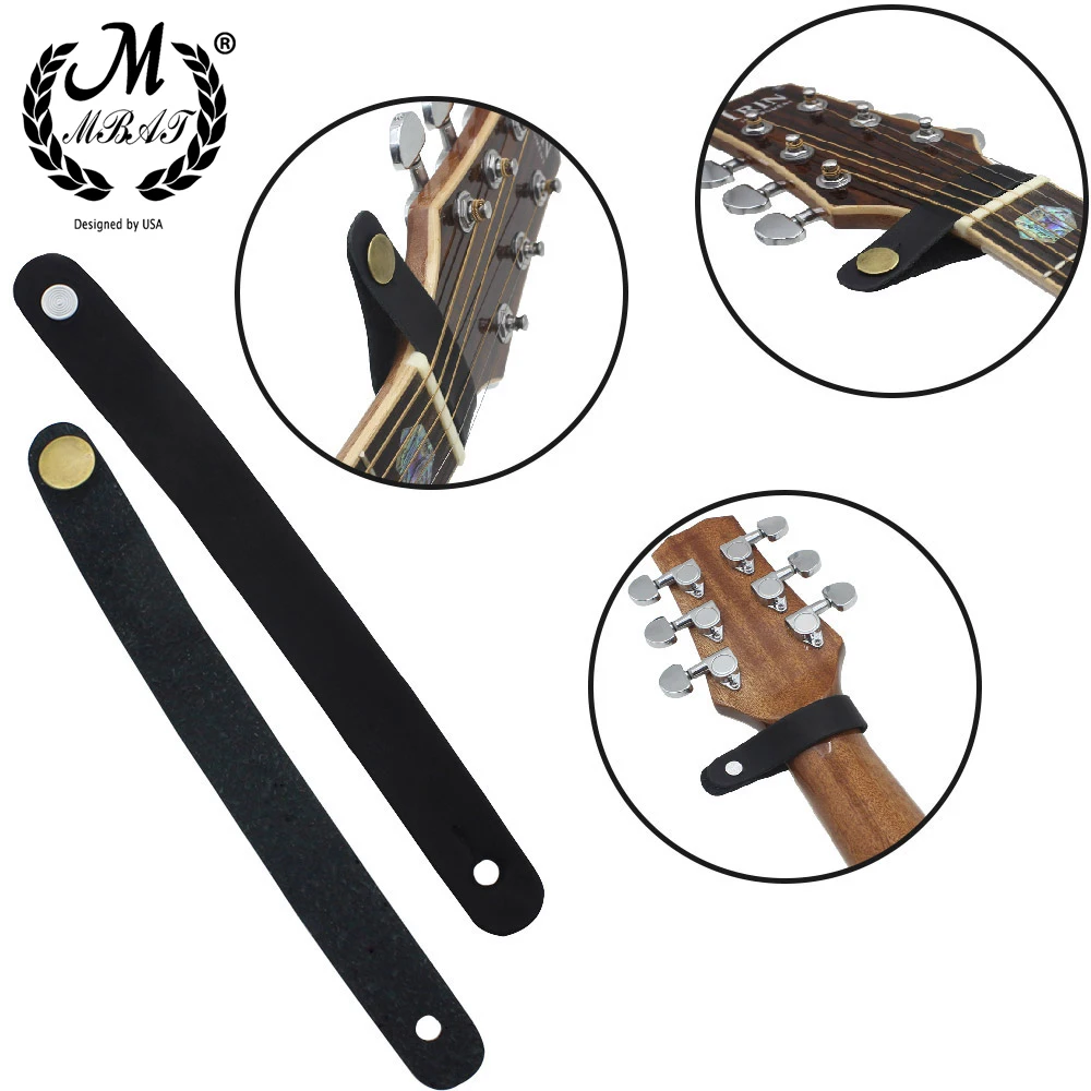 M MBAT Portable Durable Leather Guitar Strap Holder Button Safe Lock with Strong Metal Fastener Fits Above Neck on Headstock