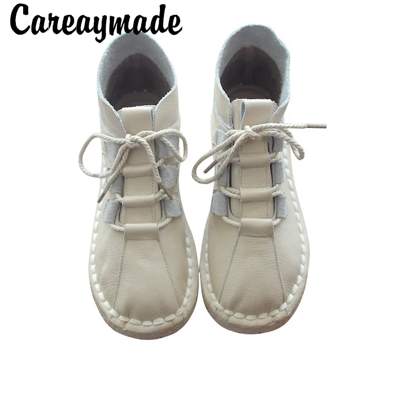 Careaymade-Vintage leather boots,super soft bottom arts and crafts hand-made original women's shoes,short ankle boots