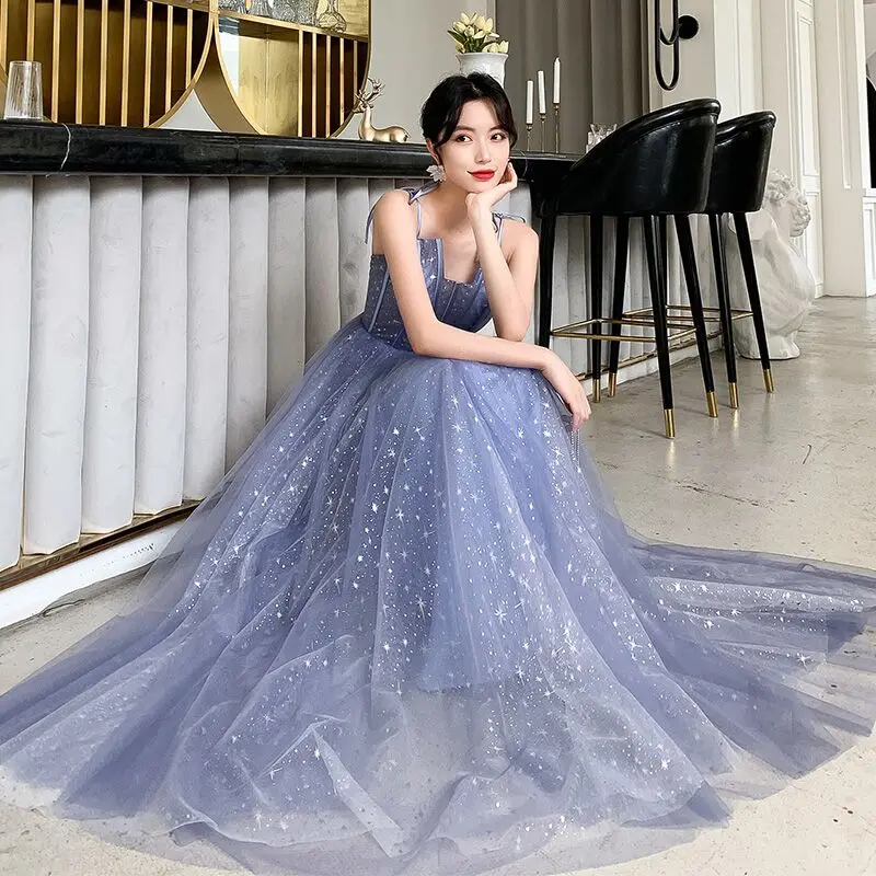 new style Starry Sky Evening Dresses вечерние платья Robe De Soirée Prom Party Gown Vestidos De Fiesta