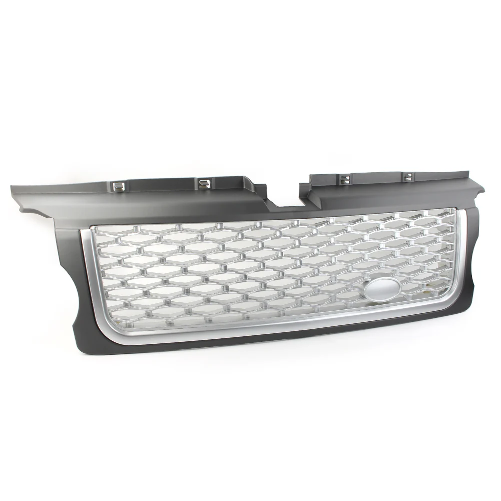 Car Front Grille Upper Grill With Logo For Range Rover Sport 2010 2011 2012 2013 ABS Plastic Gray+Silver