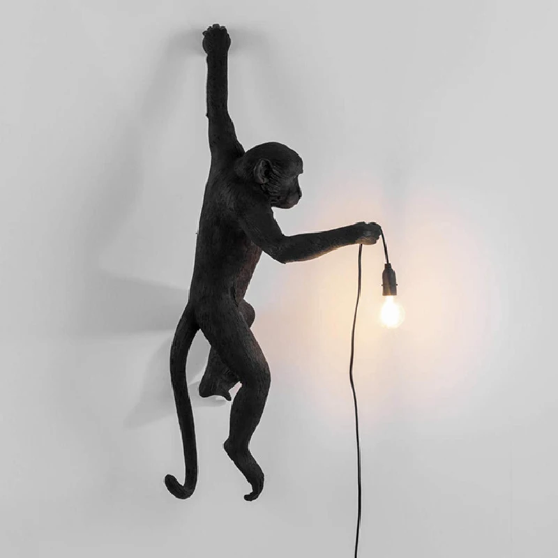 DIY Monkey Pendant Lights Animal Resin Hanging Lamp Hemp Rope Lamps Bar Coffee Store Restaurant Industrial Loft Decor Lighting