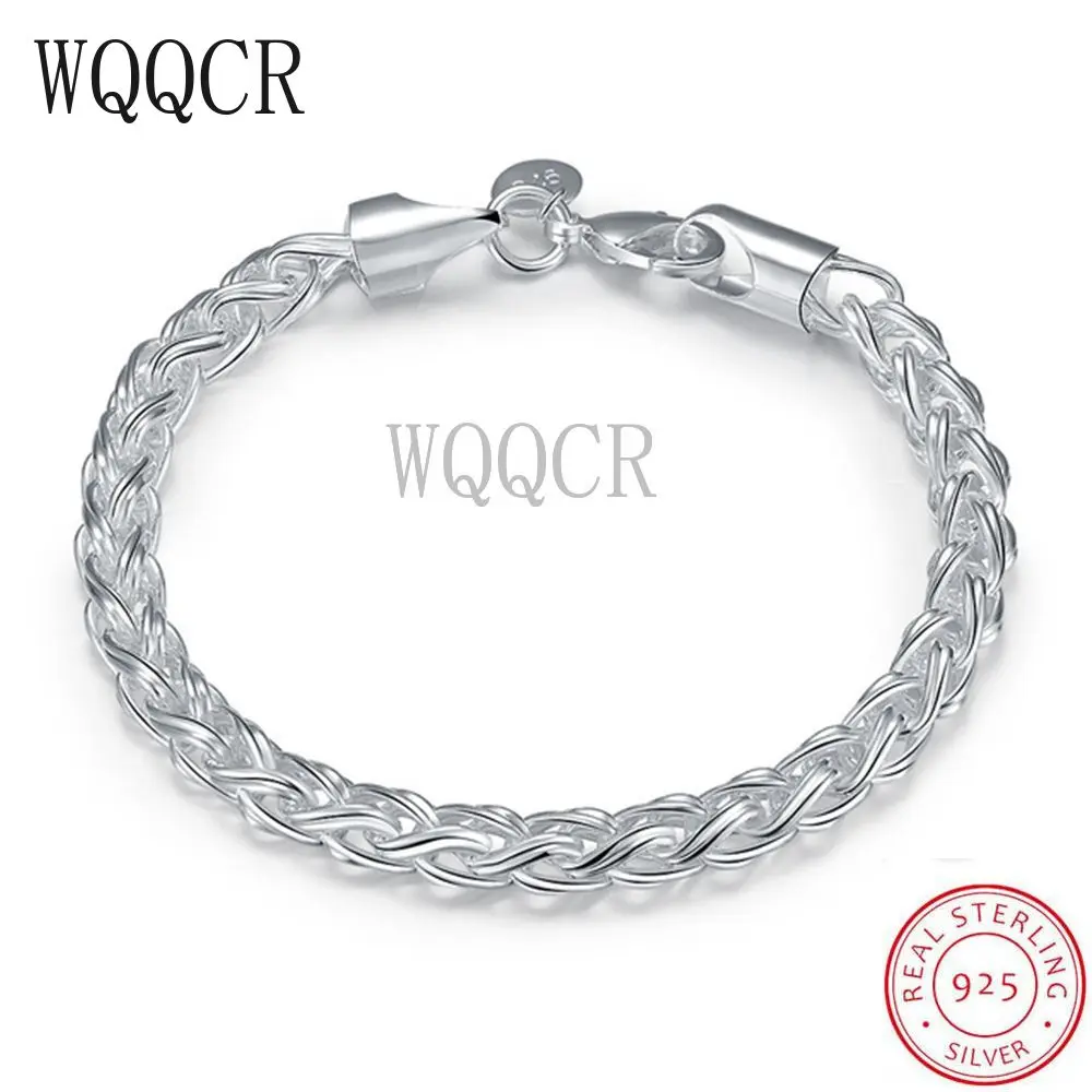 WQQCR The Latest Personality Fashion Women Men's 925 Silver Thickened Bracelet 4MM / 6MM High-end Jewelry Gift