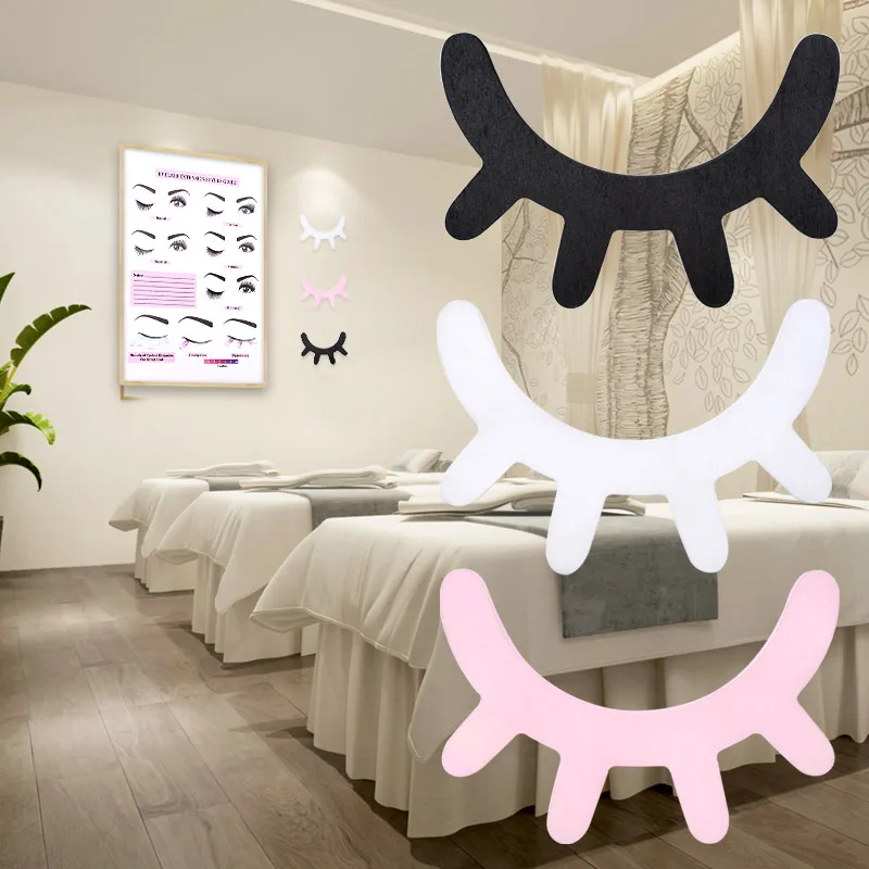 2pcs Wooden 3D Cute Eyes Eyelash Pattern Wall Sticker DIY Decoration Suitable For Eyelash Salon Shop Eyebrows Store Beauty