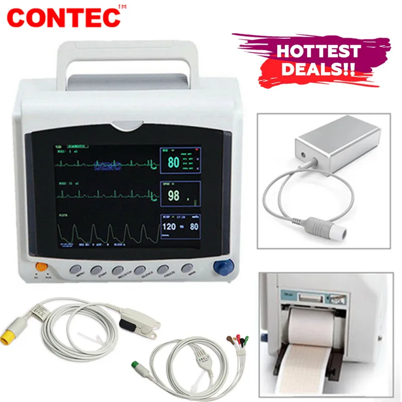 CONTEC Muti-Parameters Patient Monitor ICU CCU Use Vital Signs with Capnograph CO2 & Printer CMS6000C