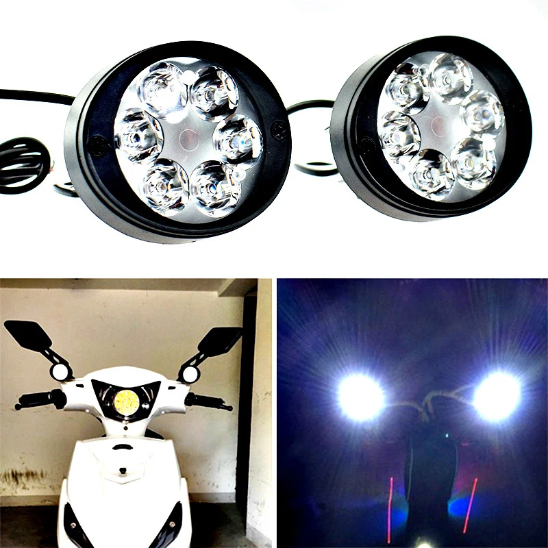 2pcs High Quality Set Motorcycle Headlight Fog Driving Lights Front Head Lamp 6 LED 12V-85V