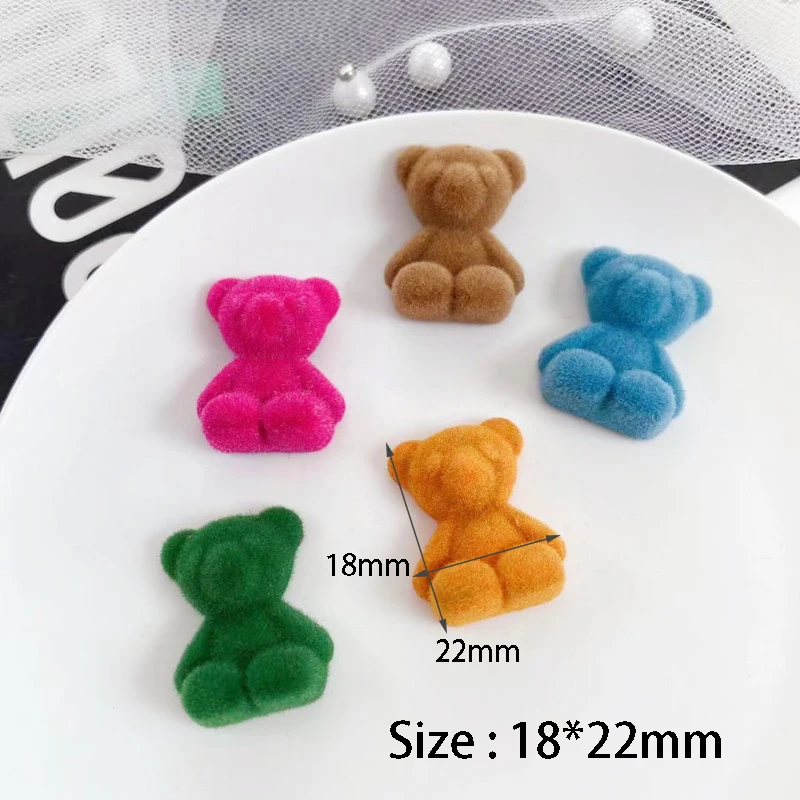 10Pcs Resin Pile Coating Teddy Bear Charms Flatback Jelly Cartoon Animal Jewelry Findings For Earrings Keychain Diy