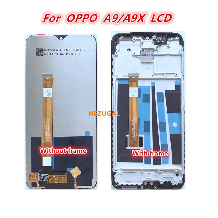 

For OPPO A9/A9X CPH1913 CPH1911 PCAM10 CPH1938 PCEM00 LCD Display Screen Touch Panel Digitizer sensor with frame Assembly