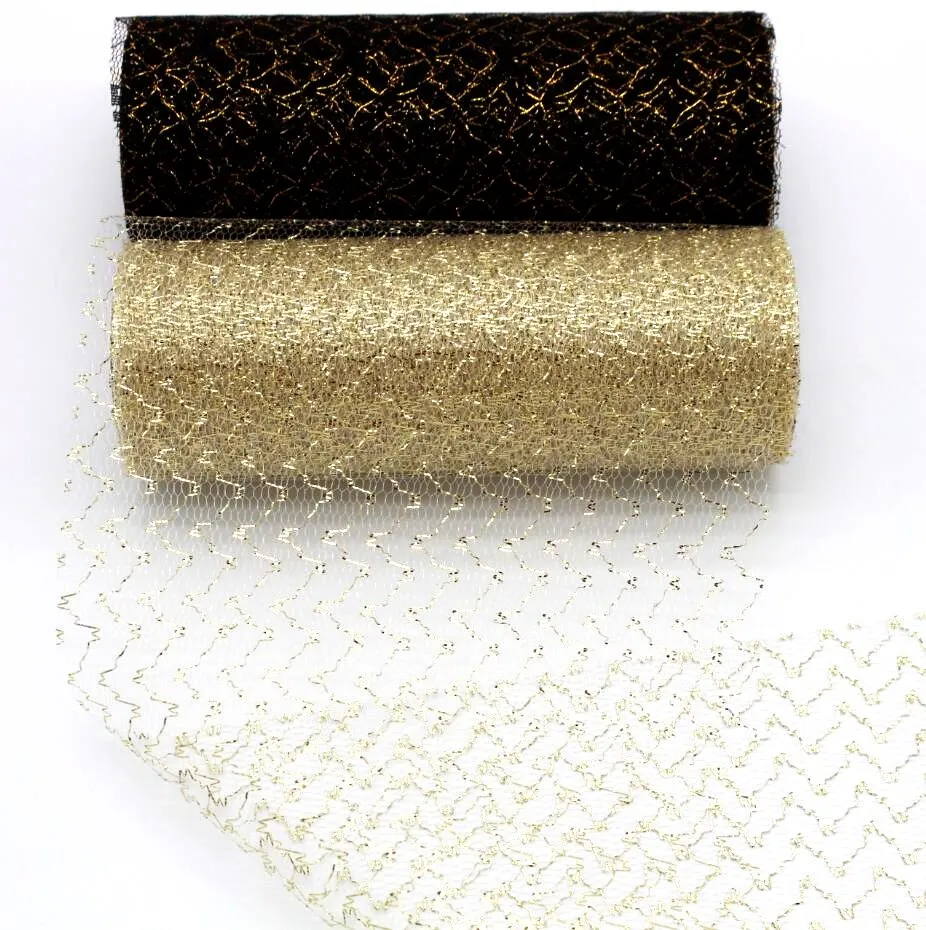 New 15cm gold and silver ribbon 10 yards mesh yarn/chiffon DIY crafts peng peng skirt festival decoration