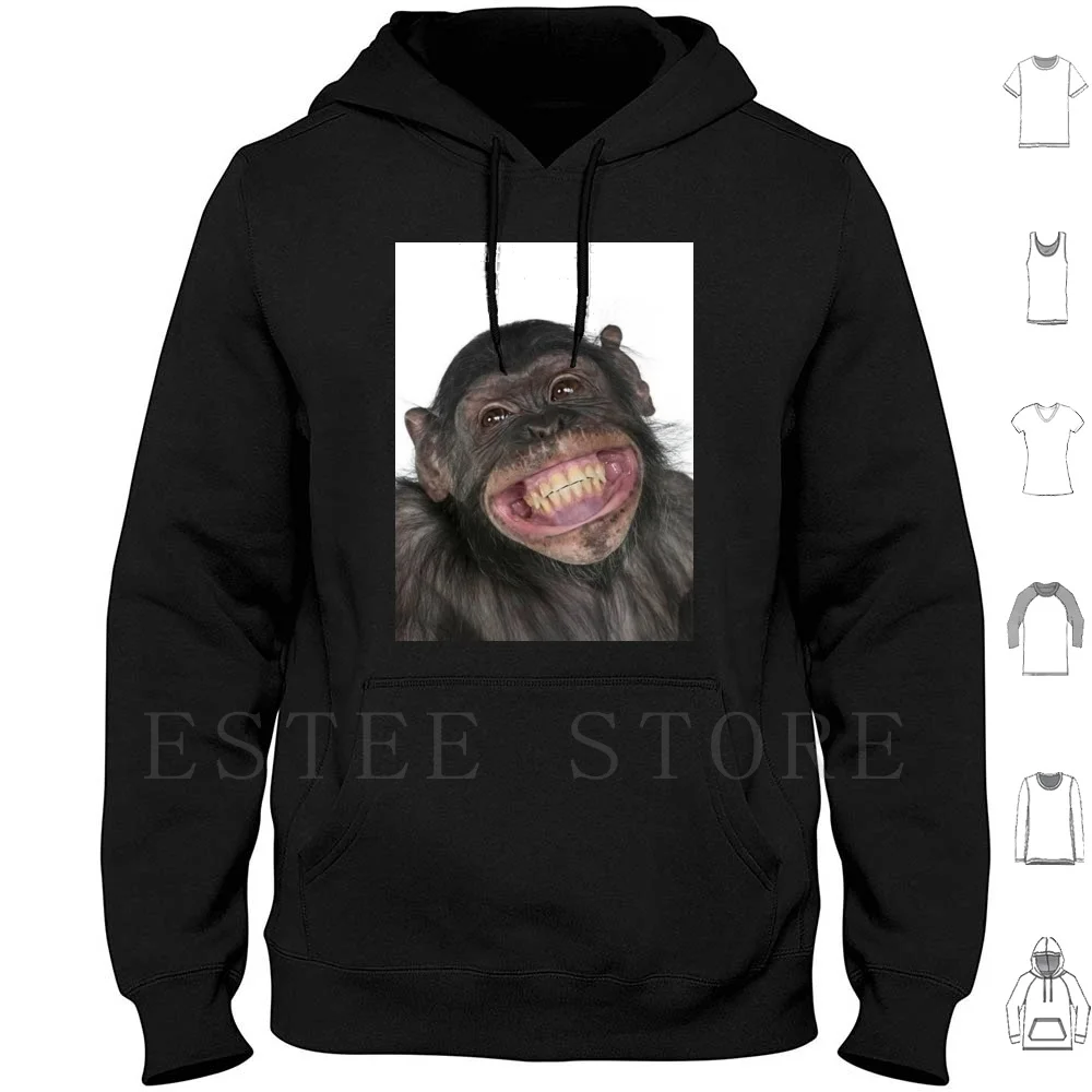 Happy Monkey Hoodies Happy Monkey Happy Monkey Smile Smiling Funny Perfect For Prank Prank Large Eyes Big Smile